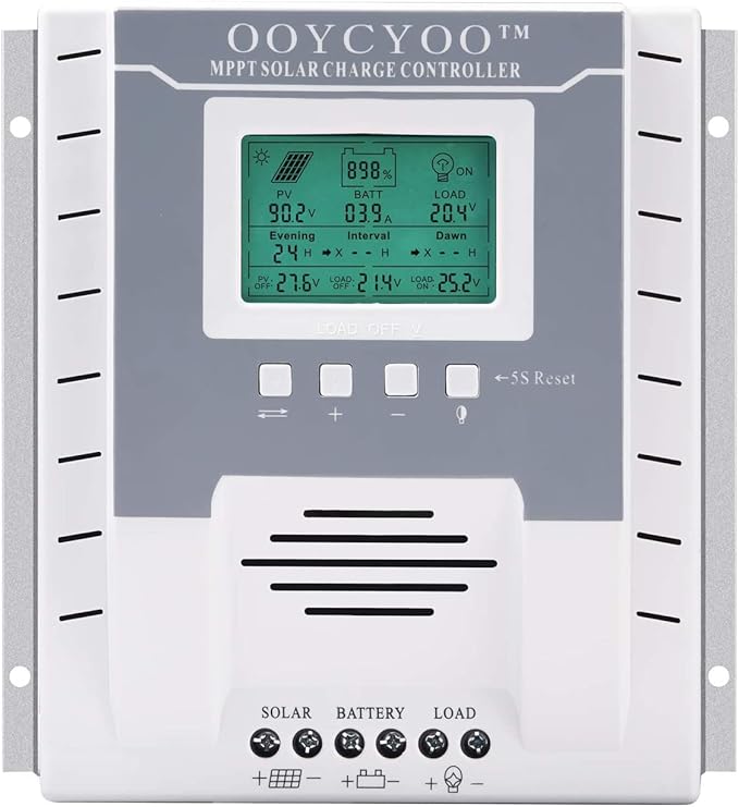 MPPT Charge Controller 60 amp 12V/24V Auto, 60A Solar Panel Charge Regulator with Blacklight LCD Display Max 100V for Lead-Acid Sealed Gel AGM Flooded Lithium Battery