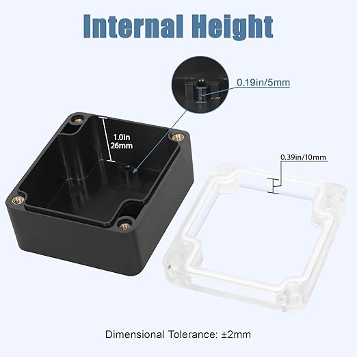 LeMotech Junction Box with Clear Cover IP65 Waterproof Project Box Dustproof ABS Plastic Electrical Project Boxes Universal Enclosure, Black 2.4"x 2.2"x 1.3"(63x58x35mm)(Pack of 2)