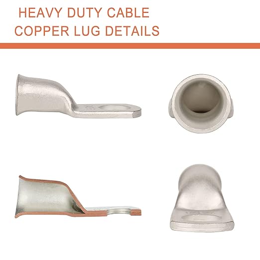 2 AWG Tinned Copper Ring Terminal Kit (62 Pcs) - 30 Battery Lugs (1/4", 5/16", 3/8", 1/2") with 32 Heat Shrink Tubes for 2 Gauge Wire in Automotive, Solar, Marine, RV Applications