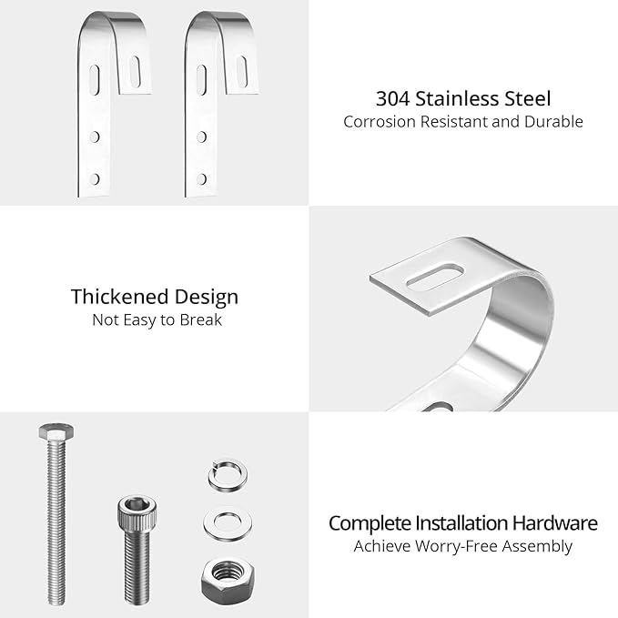 Anbte 4PCS Solar Panel Mounting Brackets for Balcony, Stainless Steel Universal PV Module Hooks, Anti-Corrosion Solar Panel Mounting Kit for Balcony, Flat Roof, Garage Roof, Silver
