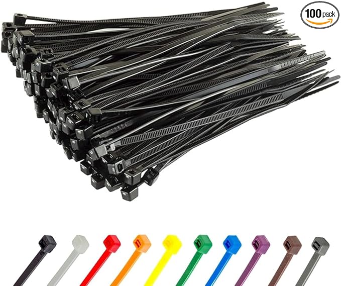 GTSE 4 Inch Black Zip Ties, 100 Pack, 18lb Strength, UV Resistant Small Nylon Cable Ties, Self-Locking 4" Tie Wraps