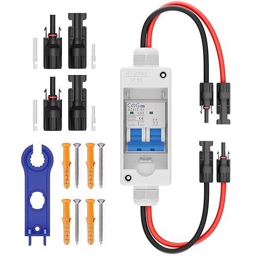 Solar Panel Disconnect Switch, CGELE 63 Amp DC 1000V Breaker Box PV Disconnect Switch Miniature Circuit Breaker with IP65 Waterproof Box-Upgrade