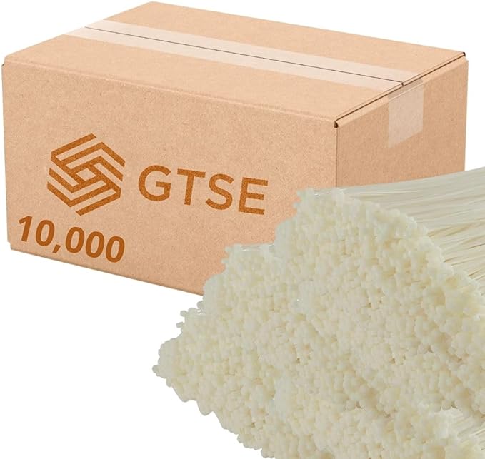 GTSE 14 Inch White/Clear Zip Ties, 10,000 Bulk Pack, 50lb Strength, UV Resistant Long Nylon Cable Ties, Self-Locking 14" Tie Wraps