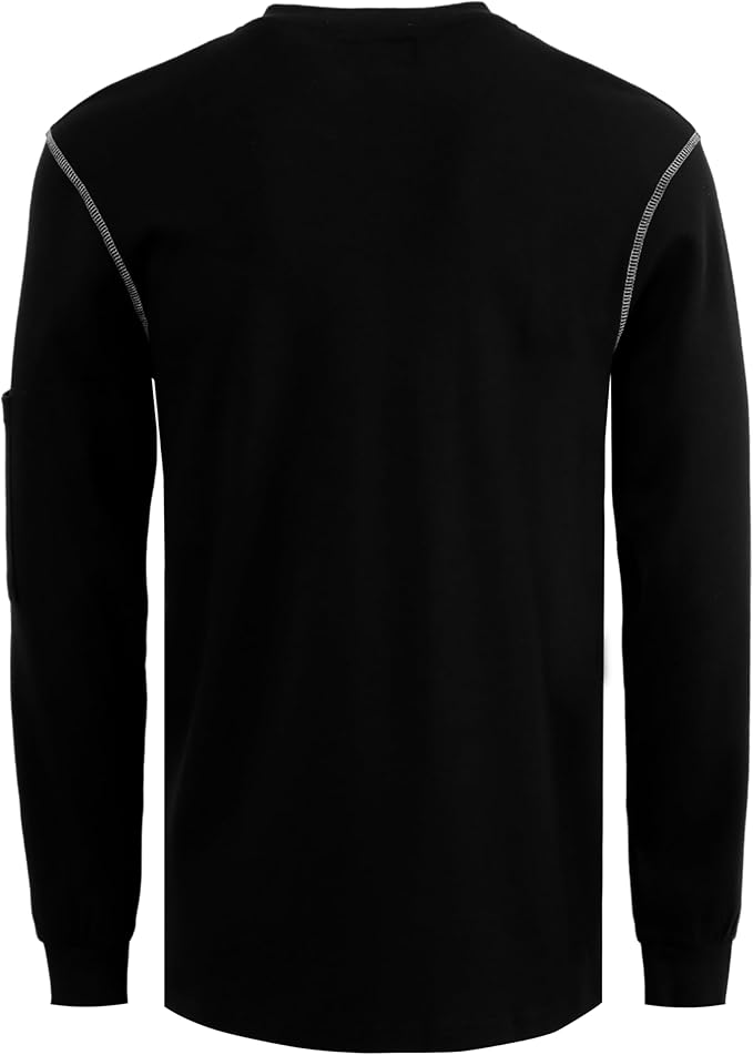 KONRECO FR Shirts for Men Long Sleeve 7oz Cotton Flame Resistant/Fire Retardant CAT2 Henley Shirt