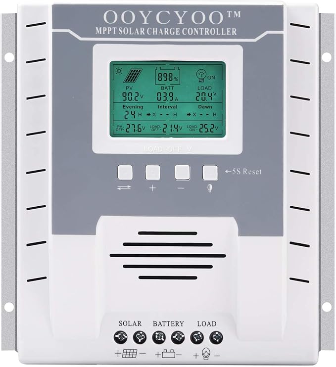 MPPT Charge Controller 40 amp 12V/24V Auto, 40A Solar Panel Charge Regulator with Blacklight LCD Display Max 100V for Lead-Acid Sealed Gel AGM Flooded Lithium Battery