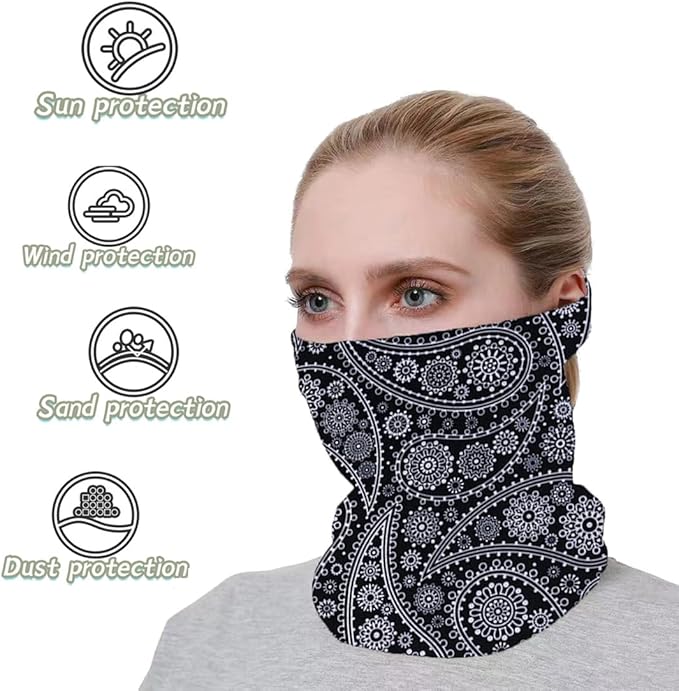 Neck Gaiter Face Cover Bandana Mask Scarf, Breathable Sun& Dust-proof for Cycling Running Fishing Hiking