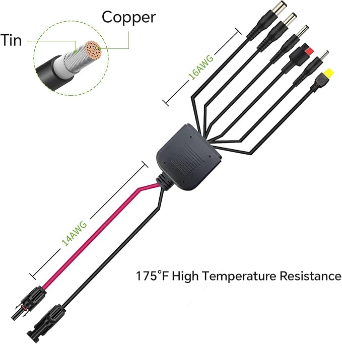 NECESPOW 6-in-1 Solar Connector Kit with Female and Male Connectors, Universal Solar Adapter Cable Compatable for Solar Panel & Solar Power Staion