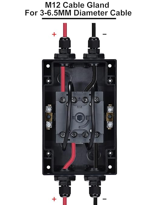 DIHOOL Solar Disconnect Switch,32 Amp DC1200V 4P Isolator,IP66 Outdoor,Cable Glands for 7-13 AWG Wire