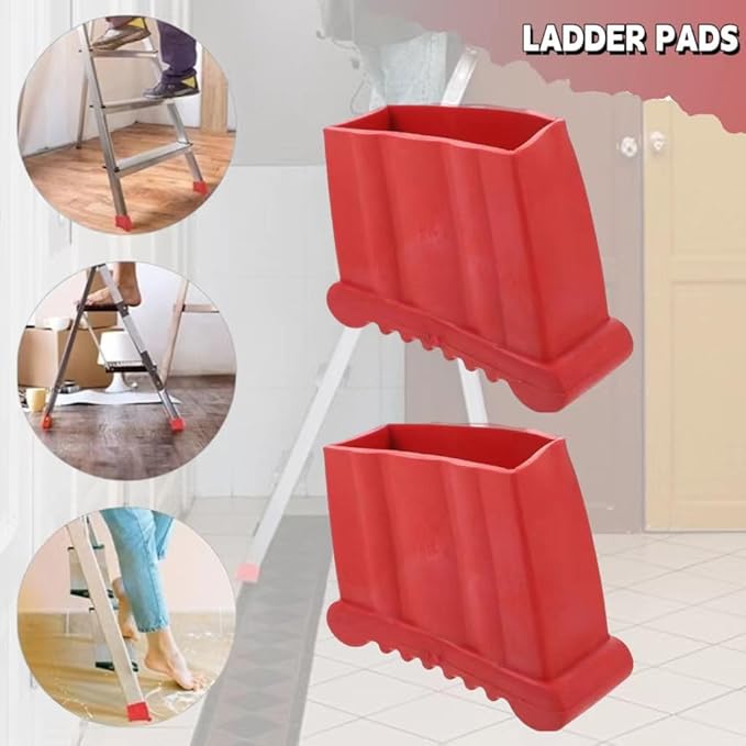 Ladder Feet-4PCS Covers Non Slip Rubber Steep Ladder Foot Pads Cushion Extension Ladder Feet Covers Security Bumpers Replacement Ladder Accessories Red, Step Ladder Rubber Feet Replacement
