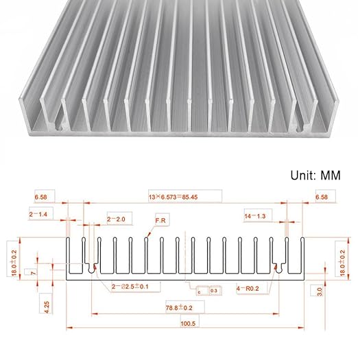 Aluminum Heatsink Anodized Heat Sink 100x100x18mm Passive Cooler Radiator with 16 Fins Compatible with MOSFET IC GPU Power Amplifier LED Light PCB Router High-Performance Cooling Heat Sink