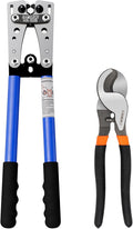 Sanuke Battery Cable Lug Crimping Tool, Cable Cutters High Leverage, Wire Crimper for AWG 8 6 4 2 1/0 Copper Wire Lugs, Aluminum Copper Communication Cables Cutting