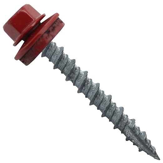 Metal ROOFING SCREWS: (250) 10 x 1-1/2" Dark Red Hex Head Sheet Metal Roof Screw. Self starting metal to wood siding screws. EPDM washer. Colored head