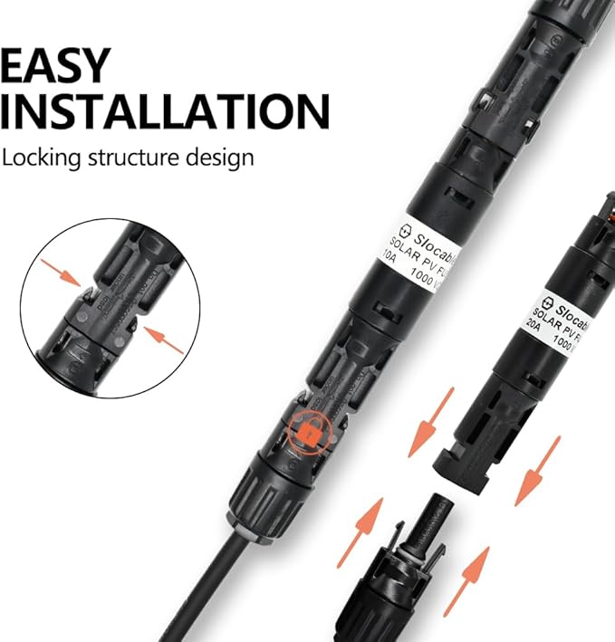 20A Solar in-line Fuse Holder Connector, IP68 1000V Male and Female Connector, for Solar Photovoltaic System (with 10X38mm Fuse)