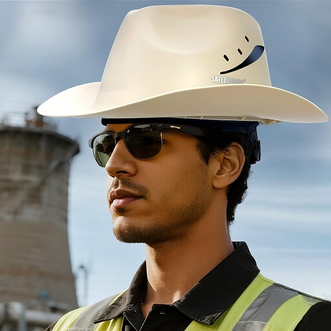 Cowboy Style Hard Hat Class C Safety Helmet Vented Full Brim Hard Hats Work Safety Helmet for Men and Women Outdoor,Industrial,Construction Head Protection- ANSI Approved