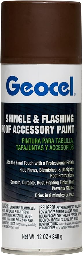Geocel GC91104-6X Shingle & Flashing Roof Accessory Paint, Flat, Brown, 12 oz.