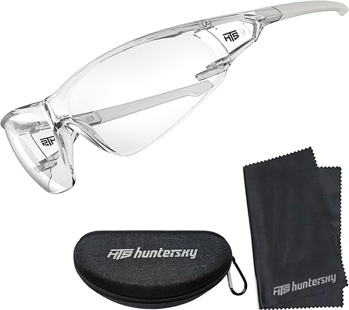 HTS HUNTERSKY ANSI Z87.1 Anti-Fog Clear Safety Glasses Pickleball Youth Baseball Lab Chemistry Goggles Scratch Resistant