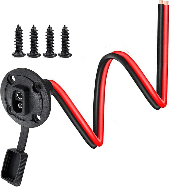 SAE Power Socket Sidewall Port Connector, 10AWG 2Pin SAE Quick Connect Solar Panel Flush Mount Connector Plug Cable Weatherproof for Solar Generator Battery Charger DIY Cord,(50cm/1.6ft)