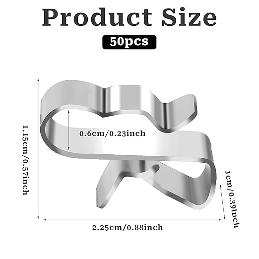 50 Pcs Trailer Wire Clips,Metal Cable Clips Stainless Steel Clips Solar Panel Wire Clip Double Wire Clips Trailer Wire Clamps for PV Wiring Boat Cable, Boat Trailer 22.5 mm/ 0.89 Inch