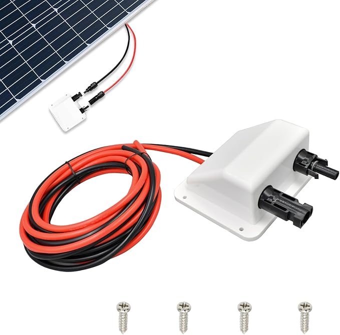 Solar Cable Entry Gland with 10Ft 10AWG Soft Copper Cable,UV Resistance Dual Cable Entry Housing for Solar Project on Rv, Boat,Camper,Van