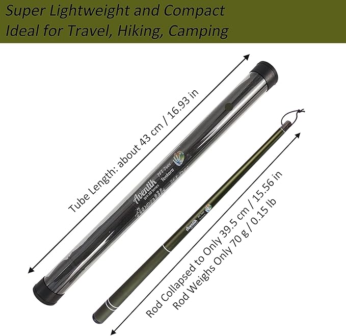Aventik FreshStart Tenkara Rod in 7ft/8ft, Complete Beginner Tenkara Rod Kit, 24T Carbon Fiber, Easy to Cast Flexible Durable Lightweight and Compact