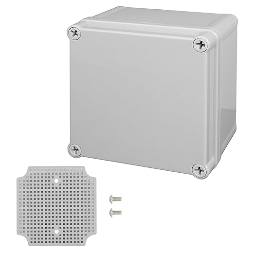 Junction Box，4.9"x 4.9"x 3" Outdoor Electrical Box with Mounting Plate, IP67 Dustproof Waterproof ABS Plastic Project Box, DIY Electrical Enclosure Gray (125x 125x 75 mm)