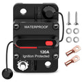 Nilight 120A Circuit Breaker Resettable 12-48V DC Manual Reset w/Copper Wire Lugs Surface Mount Overload Protection for Car Audio Sound Amplifier System RV Marine Boat Truck, 2 Years Warranty