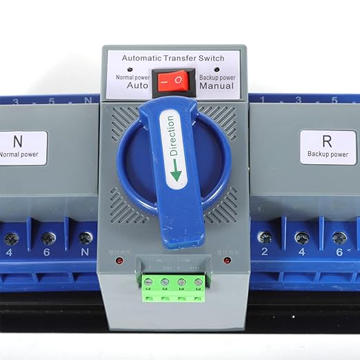 4P 63A Dual Power Automatic Transfer Switch AC 110V ATS Manual Switch Changeover Generator Transfer Swit-ch Tool 50HZ/60HZ (4P/63A Blue)
