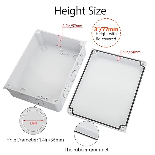 LeMotech Junction Box, Electrical Box IP65 Water Resistant Dustproof ABS Plastic Project Enclosure for Electronics White 7.9 x 6.1 x 3.1 inch