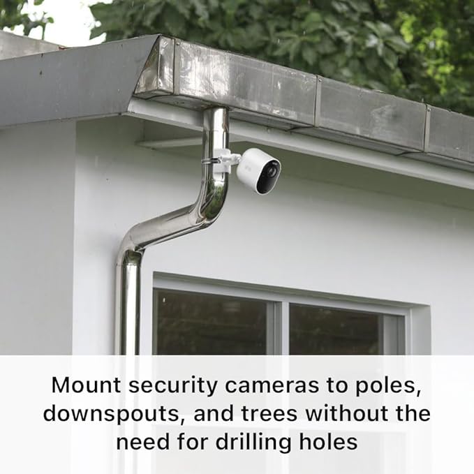 Holicfun No-Drill Outdoor Security Camera Pole Mount, Universally Compatible with Ring, Blink, Eufy, Wyze, Arlo, Google Nest, Simplisafe Cameras, and More - Black