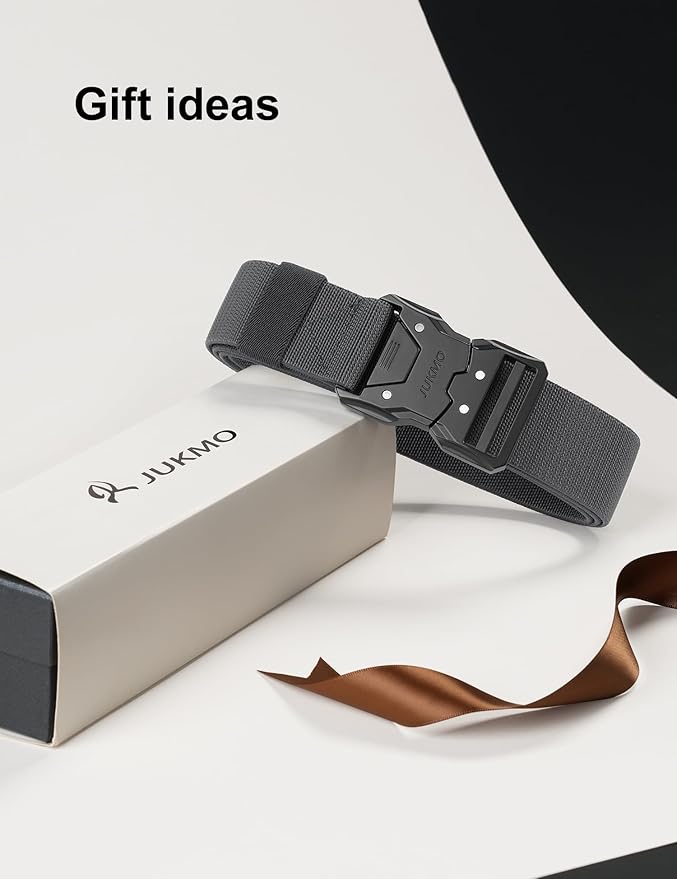 JUKMO Quick Release Tactical Belt, Military Work 1.5" Nylon Web Hiking Belt with Heavy Duty Seatbelt Buckle