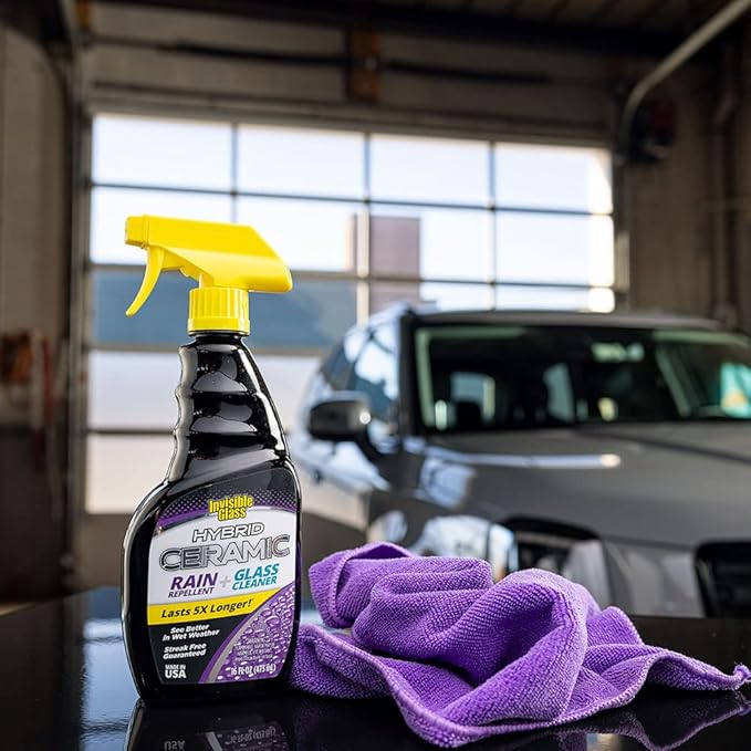 Invisible Glass 92183-6PK Hybrid Ceramic Rain Repellent and Glass Cleaner – Cleans & Protects Car Windows and Windshields with Long-Lasting Water-Repellent Si02 Technology – 16 fl oz (Pack of 6)