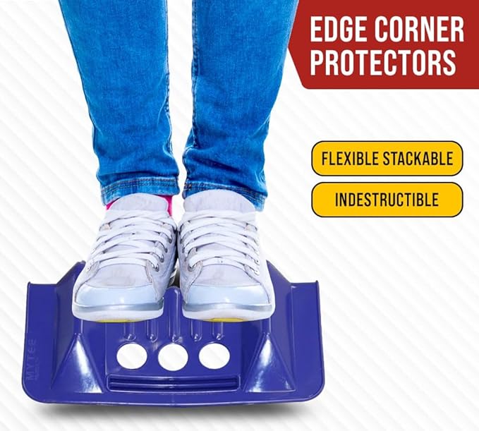 Mytee Products (120 Pack) 4" x 4" x 10" Blue Corner Protector V Shaped Flatbed Edge Guards with Carrying Case - Cargo Load Corner Edge Protector and Tie-Down Strap Guard for Flatbed