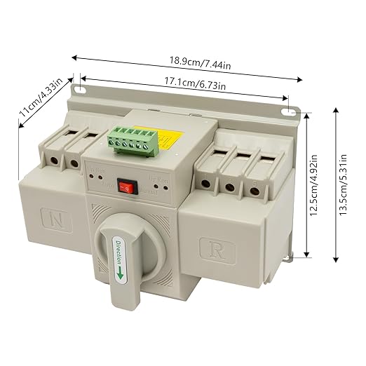 Dual Power Switch 63A 110V AC Dual Power Automatic Transfer 2S Quickly Switch Transfer Automatic/Manual Conversion Options (3P 63A)