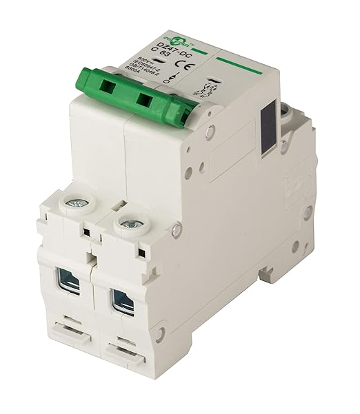 DC Miniature Circuit Breaker, 2 Pole 16 Amp, 250V-500VDC, 6kA Din Rail Mount Breaker with Thermal Magnetic Trip, DZ47-63 C16 2P, DC Solar MCB
