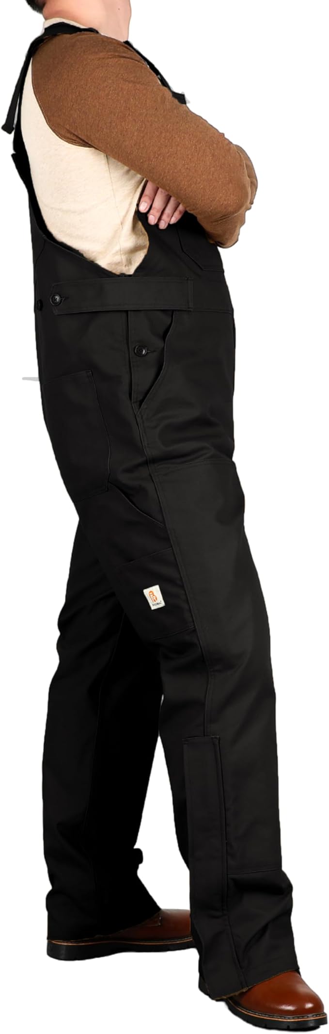 BOCOMAL Men's FR Bib Overalls Duck Canvas Leg Zipper Fire Resistant/Flame Resistant Workwear Relaxed Fit Unlined
