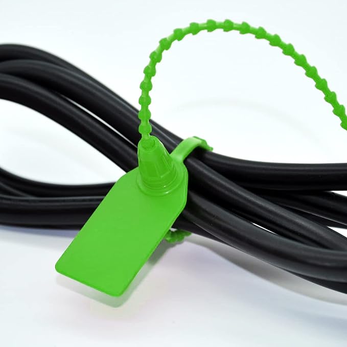 100 Pcs Fire Extinguisher Tags,Security Retail Anti-Theft Self-Locking Shoe Tag,Anti-Tamper Disposable Plastic Seals 250mm Length (Green)