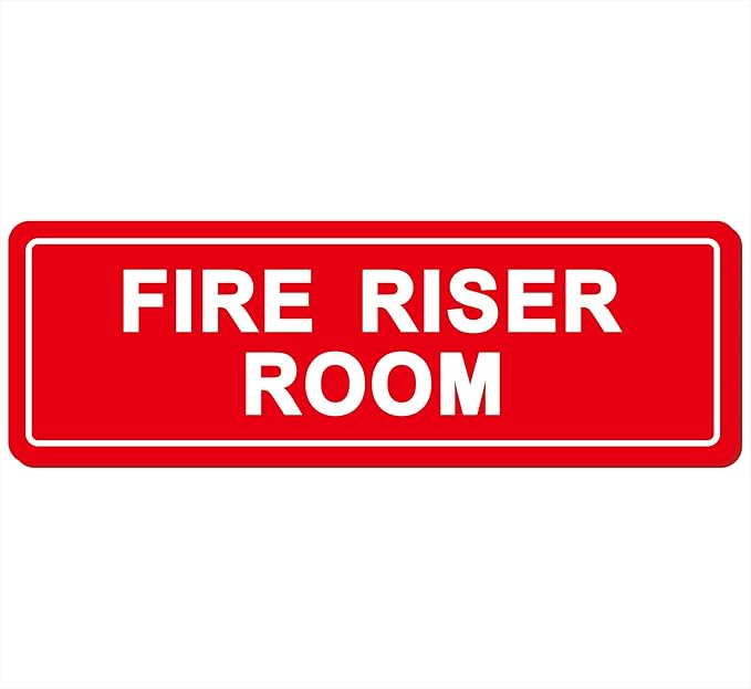 Fire Riser Room Sign – Made from Premium Durable Acrylic Material, Super Strong Self-Adhesive, Quick Installation, Perfect for Your Business and Home (9x3 Inches, Red)