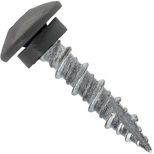10 x 1 Pewter Gray - Low Profile Star Head Roofing Screws - HI-LO Thread - Metal to Wood - T25 Torx Drive Head - EPDM Washer. 1 x 250 Count Bag - 250 Screws