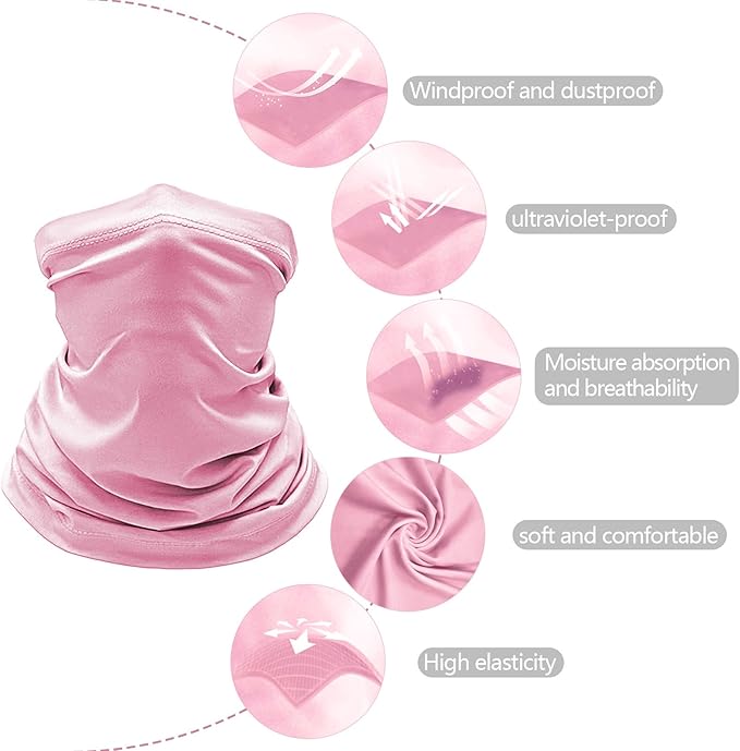 6 Pack Cooling Neck Gaiter Face Cover Mask Summer Breathable Dust UV Bandana Scarf for Men Women Fishing Running Cycling