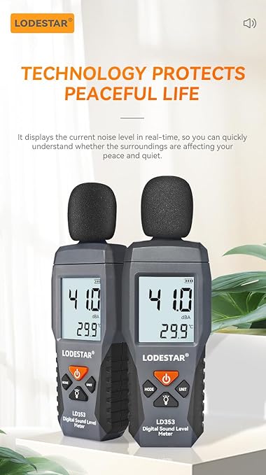 Decibel Meter, LD353 Digital Sound Level Meter with Backlit LCD Screen Auto Power off, 30-130dB Portable Audio Noise Volume Measure Device Sound Meter, Max/Min, Data Hold, Use for Home, Office, School
