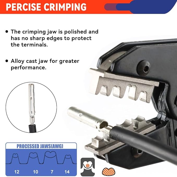 Solar PV Cable Connectors Crimping Tool - Ratcheting Wire Crimper - AWG 14-8 (2.5-1.0mm²) - Electrical Crimping Tool