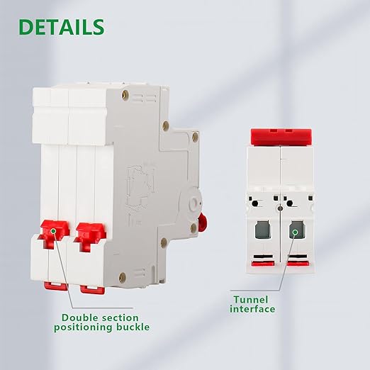 Wengart DC Miniature Circuit Breaker DZ47-63Z, 500V 2 Poles 25A, Work for Battery and Solar PV Systems and Other DC Systems, DIN Rail Mount, Disconnect Switch