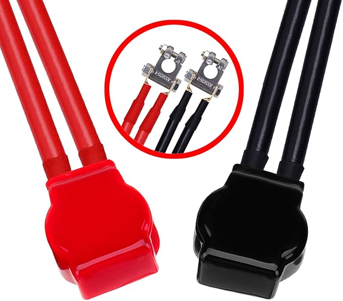 Ampper Military Spec Battery Terminal Top Post Kit with Cover, 4 Copper Lugs and Heatshrink for Marine Car Boat RV Vehicles and More (Kit)