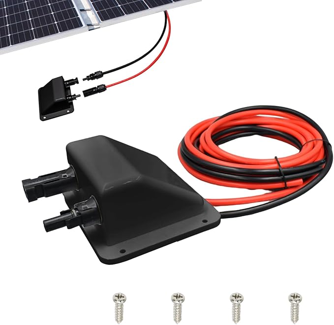 Solar Cable Entry Gland, Solar Dual Cable Entry Housing with 10ft 10awg Cable, IP68 UV-Resistance for Solar Project on Rv, Boat,Camper,Van (3m, Black Gland)