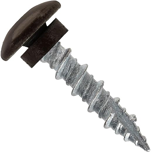 10 x 1 Dark Brown - Low Profile Star Head Roofing Screws - HI-LO Thread - Metal to Wood - T25 Torx Drive Head - EPDM Washer. 1 x 250 Count Bag - 250 Screws
