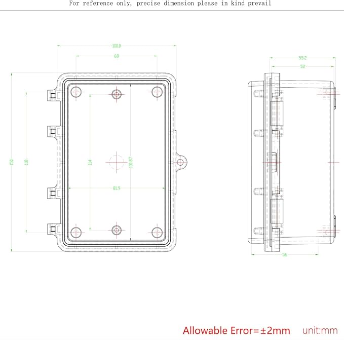 Junction Box, Hinged Black Clear Cover IP67 Waterproof ABS Project Box with Mounting Plate Electrical Box Enclosure with Wall Bracket 5.9 x 3.9 x 2.8inch(150x100x70mm)