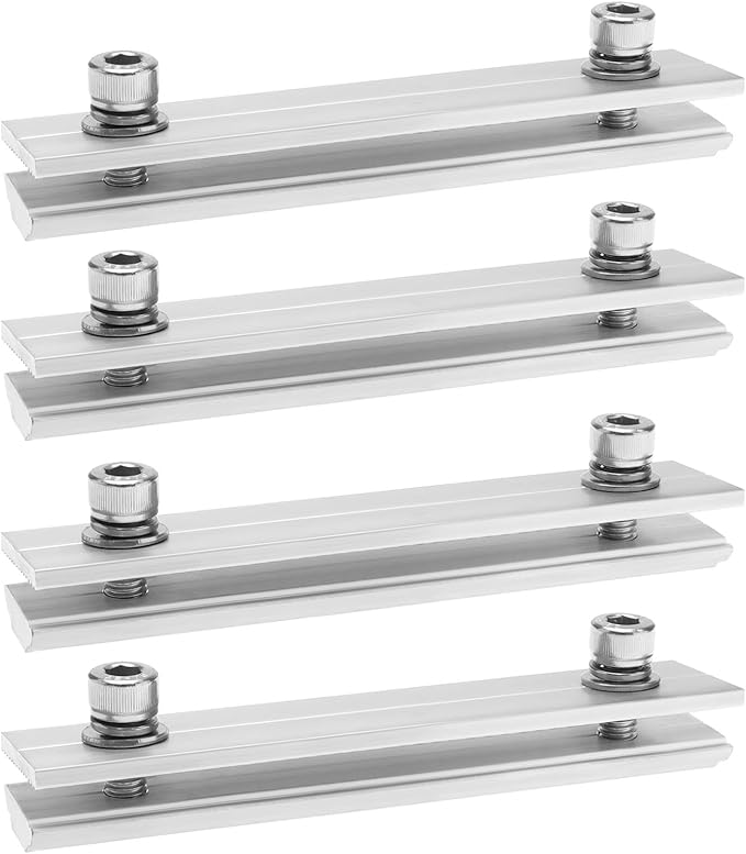 ECSiNG 4Pcs Solar Panel Rail Profile Connector Aluminium Mounting Rail Connectors Solar Panel Mounting Kit Solar Panel Accessories 14x3cm