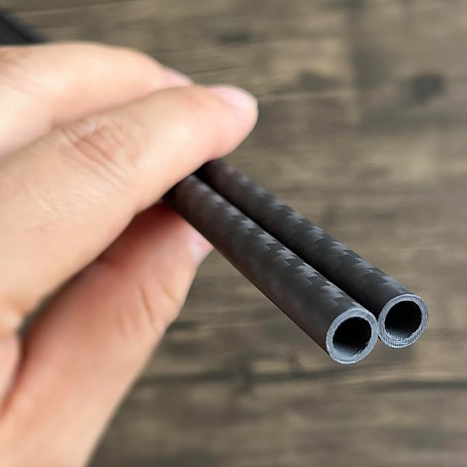 2pcs Carbon Fiber Tube 8mmx6mmx420mm,6~50mm Available, 3K roll Wrapped Twill Matte Finish.