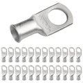 SELTERM 25pcs 2 AWG 1/2" Stud Marine Grade Tinned Copper Battery Cable Lugs, 2 Gauge Ring Terminals, UL Wire Lugs Electrical Battery Cable Ends, Tinned Copper Lugs Battery Terminal Connectors