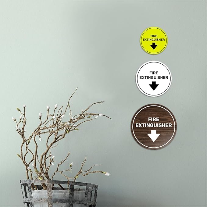 Signs ByLITA Circle Fire Extinguisher Sign (Black/Silver) - X-Large